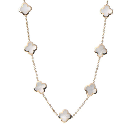 Van Cleef & Arpels 18K Yellow Gold Mother of Pearl 9 Motifs Pure Alhambra Pendant Necklace 1 of 7