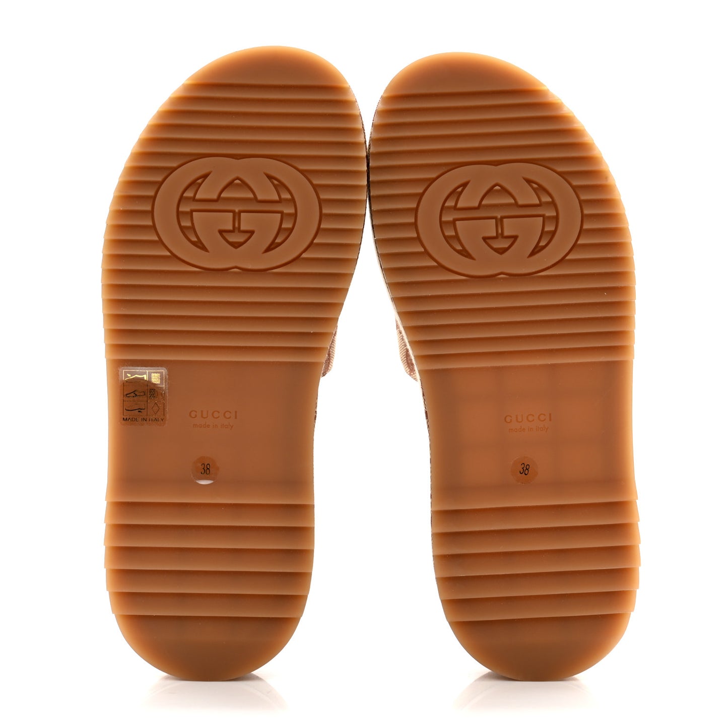 Canvas GG Monogram Angelina Platform Slide Sandals 38 Beige Ruggine