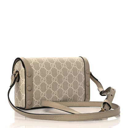 Gucci GG Supreme Monogram Textured Dollar Calfskin Mini Horsebit 1955 Shoulder Bag Beige Mystic White Oatmeal 2 of 10