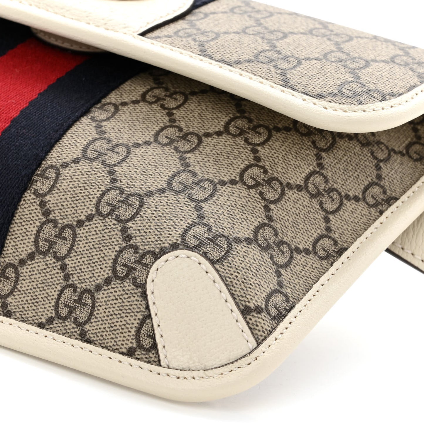 GG Supreme Monogram Web Small Ophidia Belt Bag 100 40 Beige Ebony White