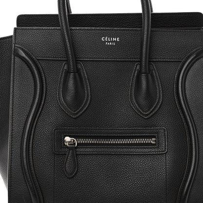 Celine Drummed Calfskin Micro Luggage Black 7 of 9