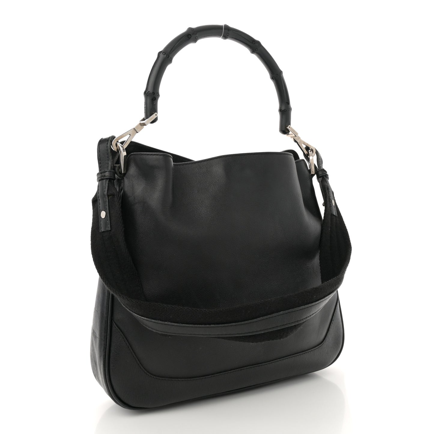 Calfskin Bamboo Top Handle Bag Black Black