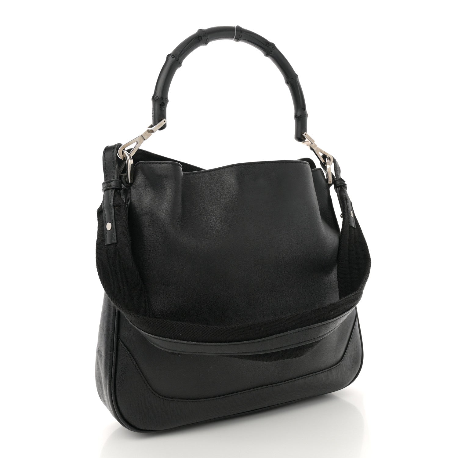 Gucci Calfskin Bamboo Top Handle Bag Black Black 3 of 12