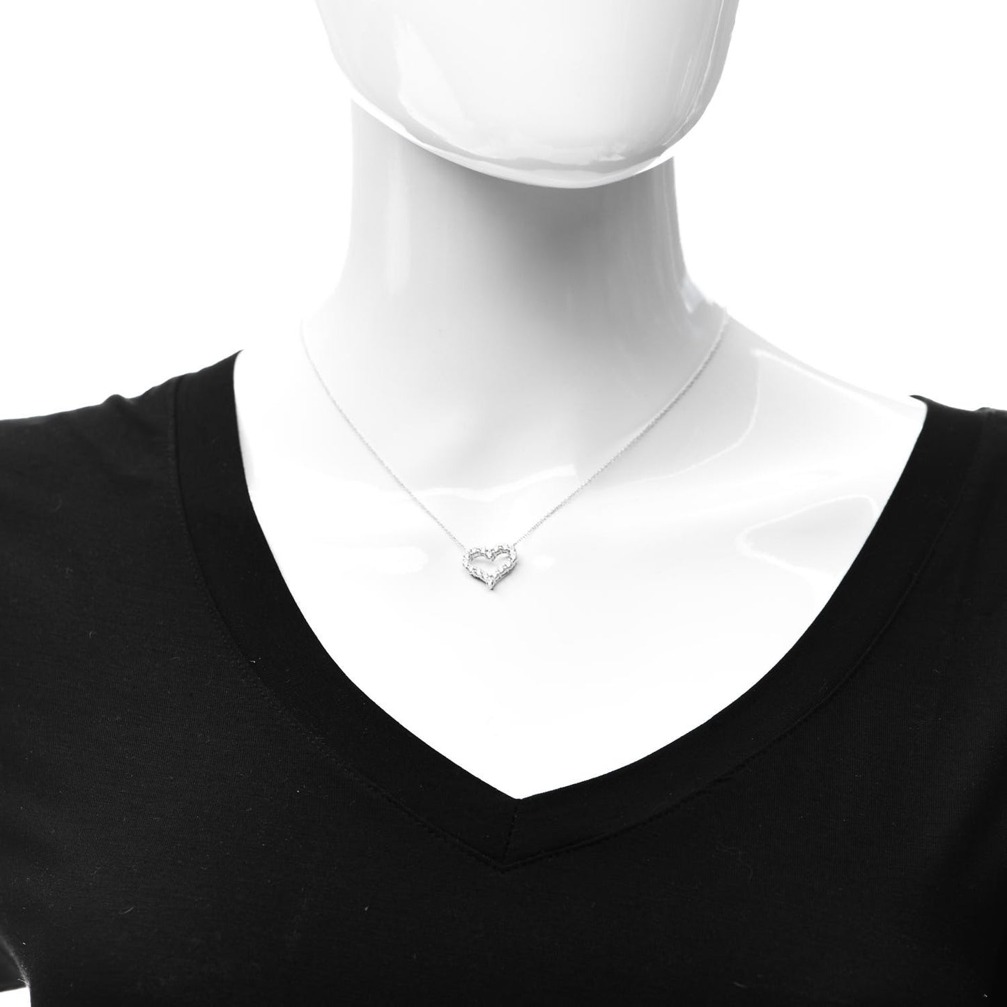 Platinum Diamond Small Heart Pendant Necklace