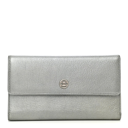 Chanel Metallic Goatskin Large Flap Wallet Silver 1 of 10