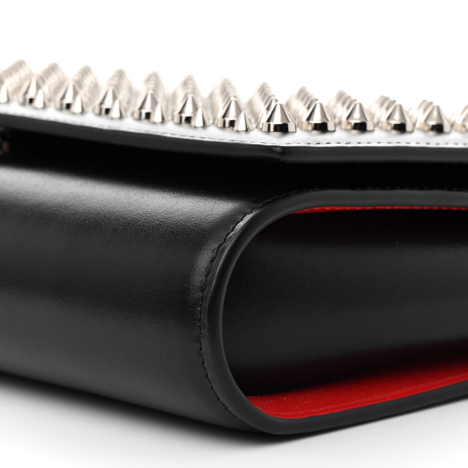 Christian Louboutin Calfskin Paris Spikes Paloma Clutch Black 9 of 12