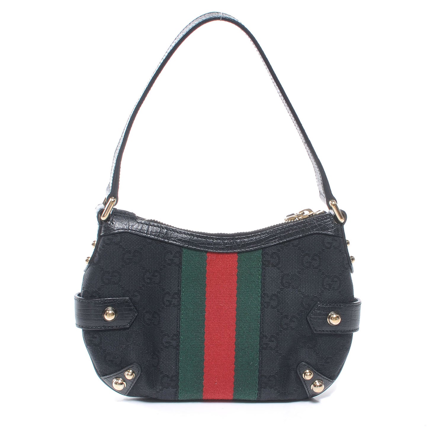 Monogram Small Horsebit Web Hobo Black