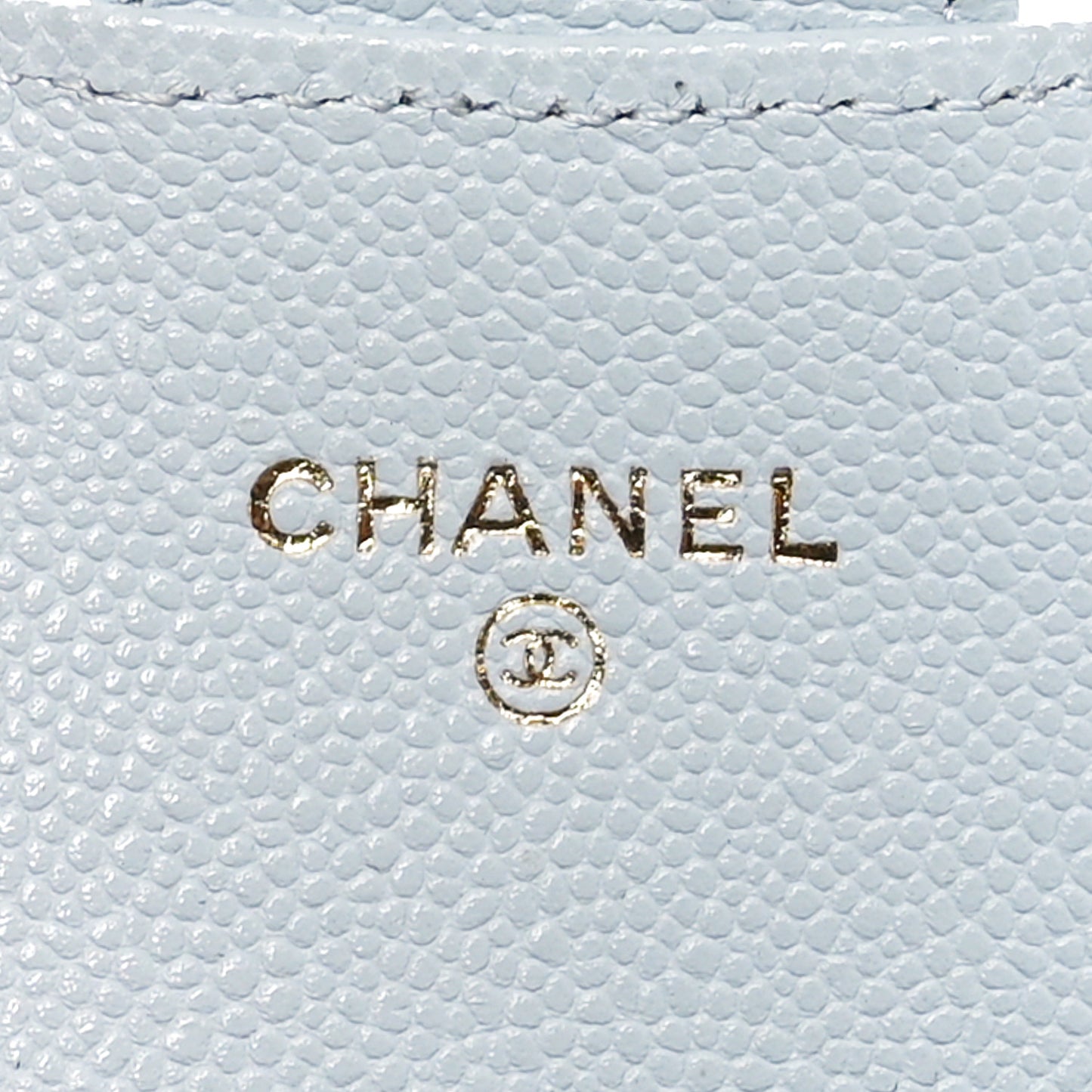 Caviar Quilted Flap Card Holder Wallet Light Blue