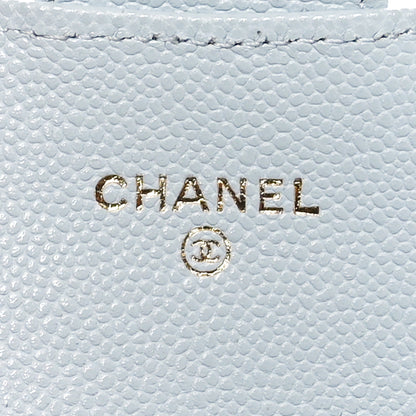 Chanel Caviar Quilted Flap Card Holder Wallet Light Blue 5 of 11