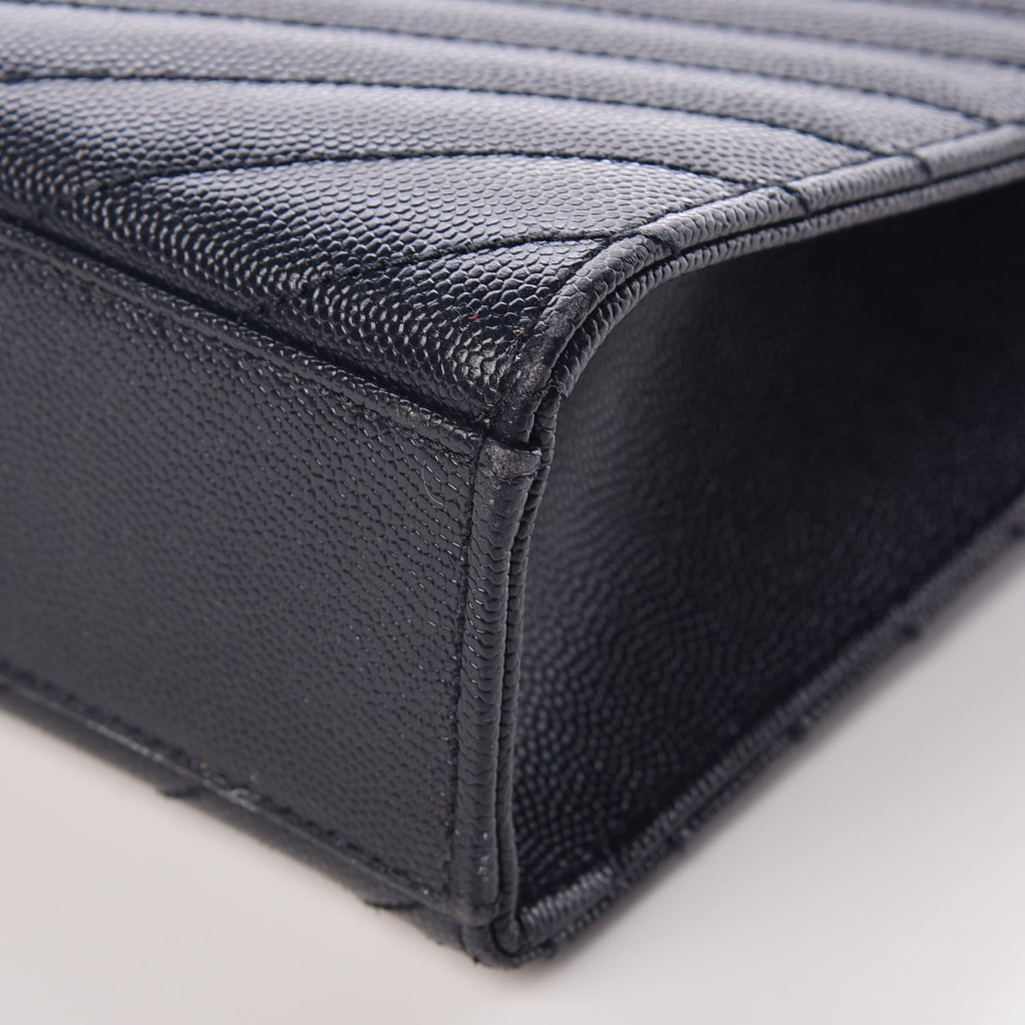 Grain De Poudre Matelasse Chevron Large Monogram Satchel Midnight Blue
