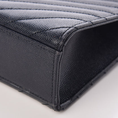 Saint Laurent Grain De Poudre Matelasse Chevron Large Monogram Satchel Midnight Blue 10 of 13