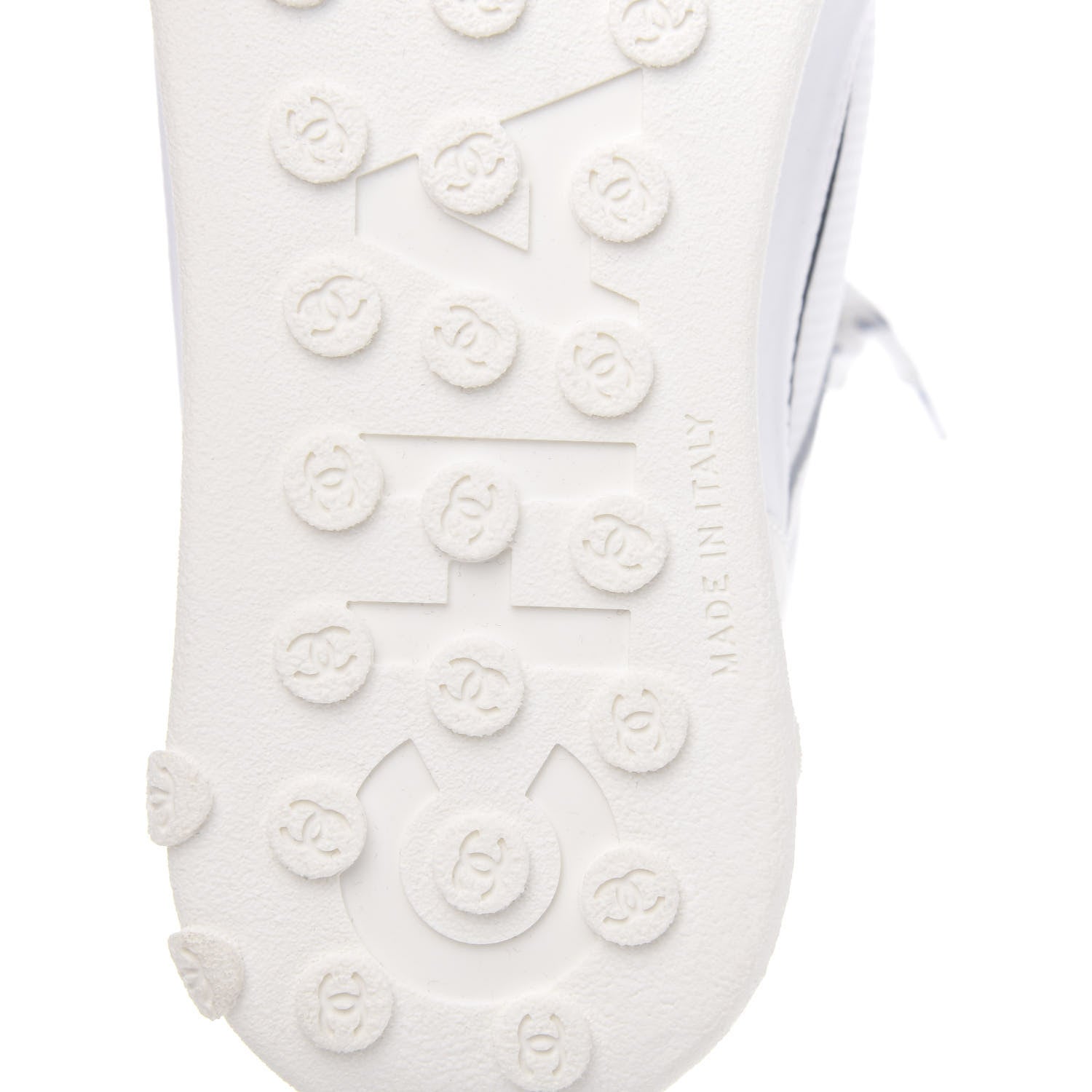 Chanel Calfskin Mesh Lycra Womens Logo High Top Sneakers 37 White 7 of 10