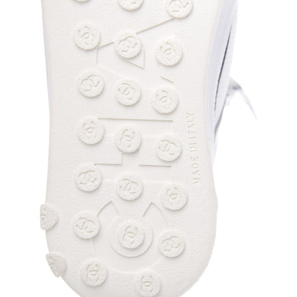 Chanel Calfskin Mesh Lycra Womens Logo High Top Sneakers 37 White 7 of 10