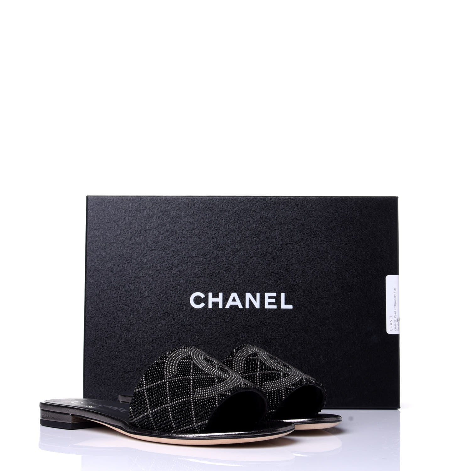 Chanel Pearl Embroidery Flat Sandals 36 Black 11 of 11
