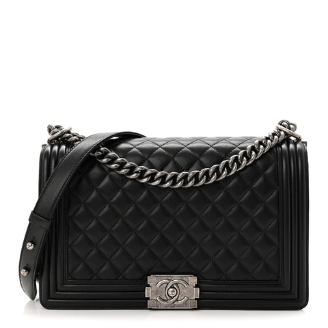 Lambskin Quilted New Medium Boy Flap Black