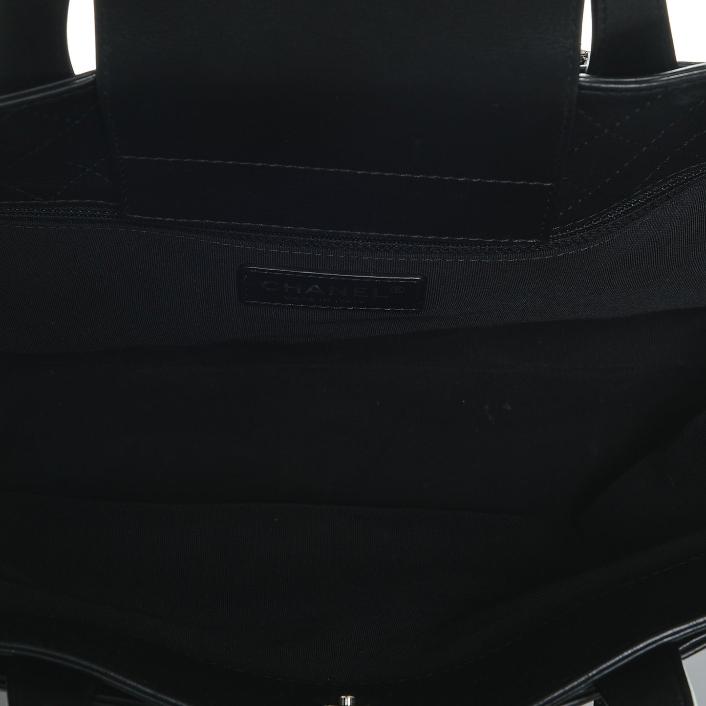 Calfskin Quilted Large Shopping Tote Black