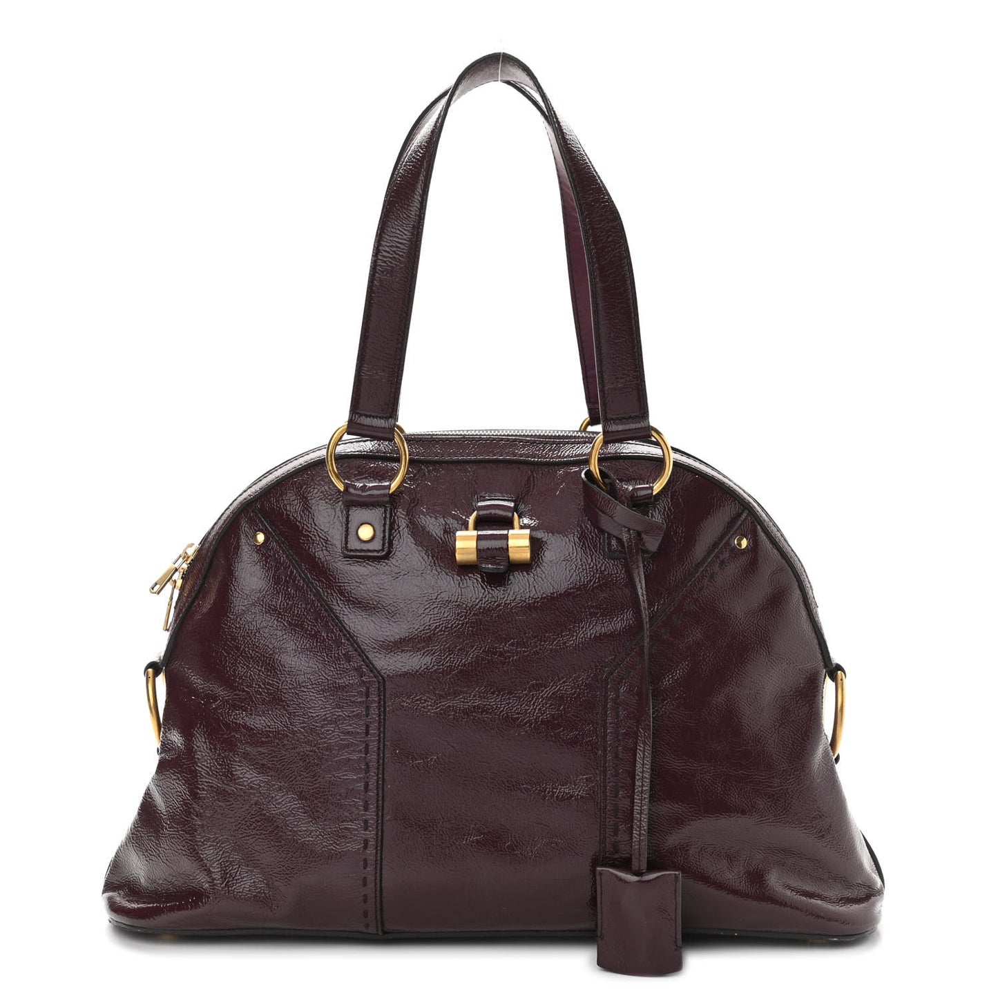 Patent Calfskin Large Muse Eggplant
