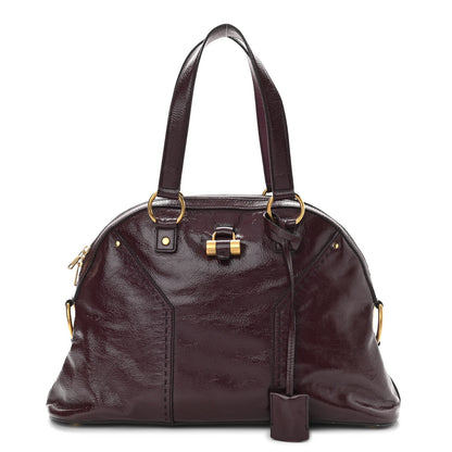 Saint Laurent Patent Calfskin Large Muse Eggplant 1 of 11