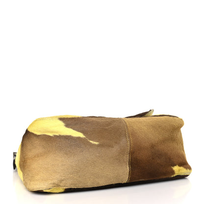 Fendi Calf Hair Cow Print Mama Baguette Yellow Brown 4 of 14