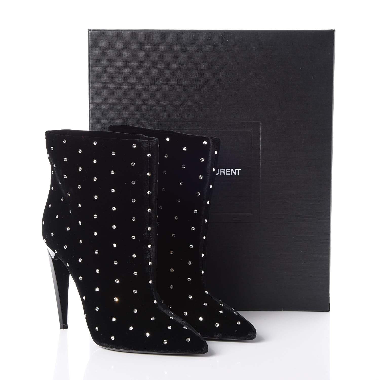 Saint Laurent Velluto Master Crystal Freja Ankle Booties 40 Black 9 of 9
