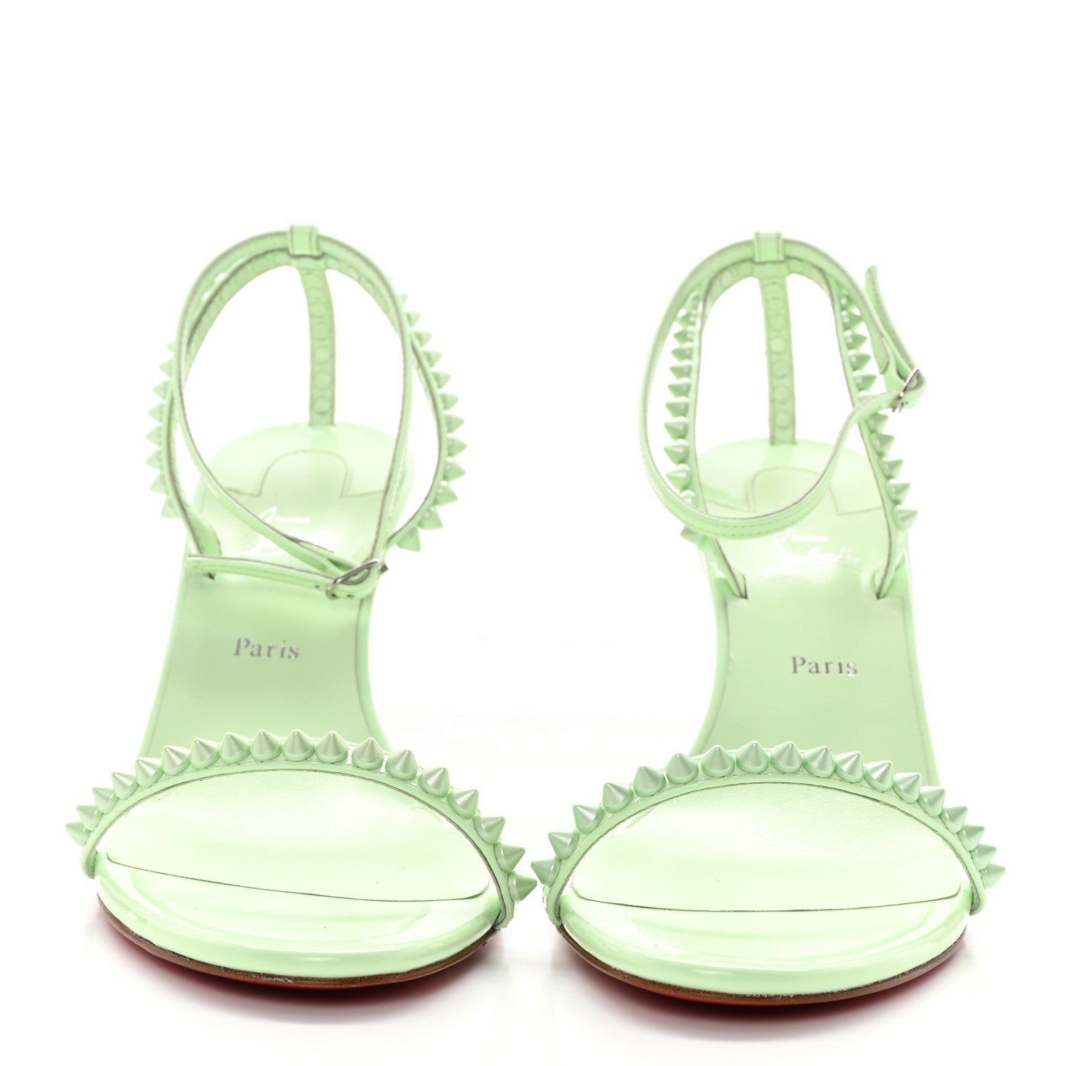 Christian Louboutin Patent Calfskin So Me Spike 85 Wedge Sandals 39 Studio Green 2 of 17