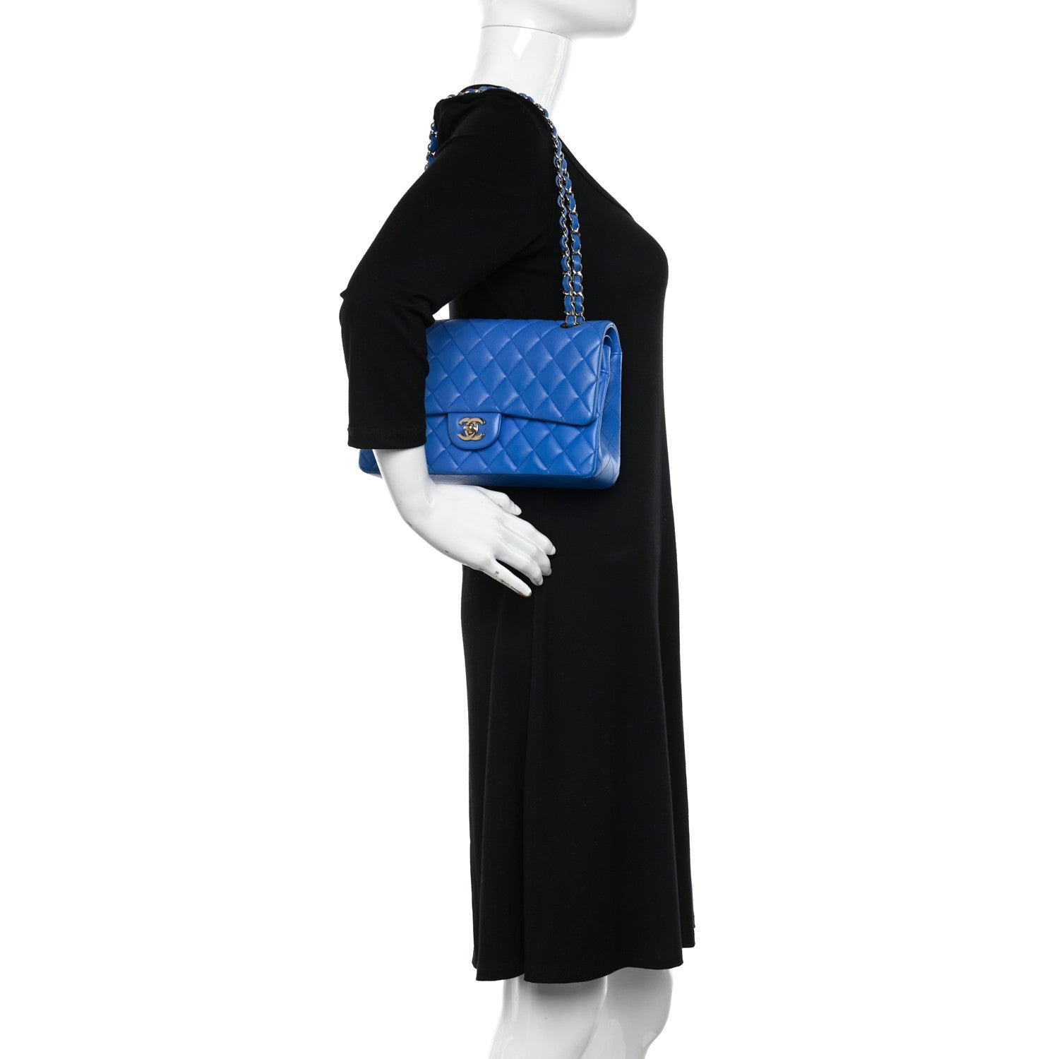 Chanel Lambskin Quilted Medium Double Flap Blue 2 of 12