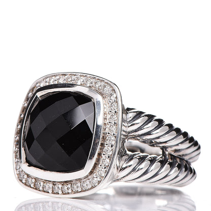 David Yurman Sterling Silver Diamond Black Onyx 11mm Albion Ring 54 7 4 of 5