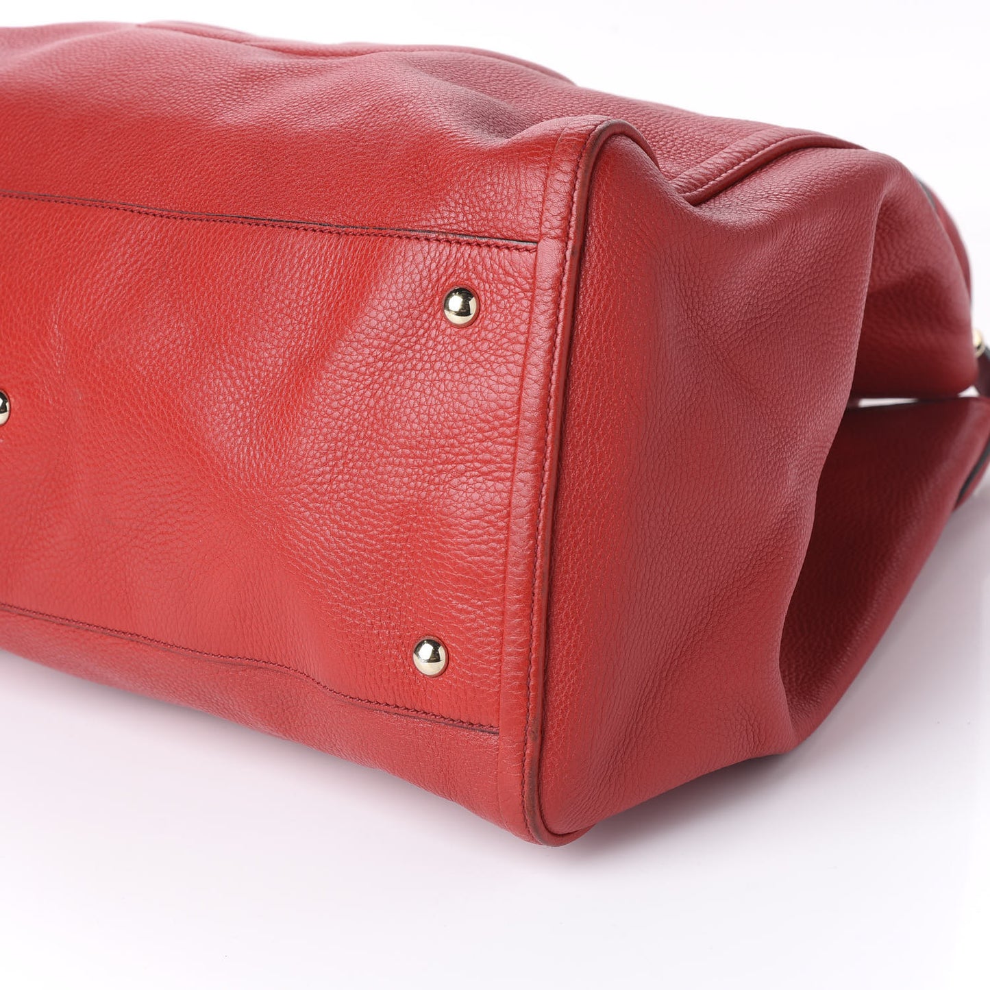 Pebbled Calfskin Large Soho Shoulder Bag Red