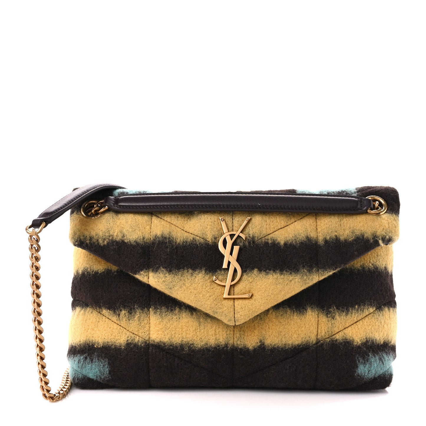 Tie Dye Wool Quilted Small Loulou Puffer Monogram Chain Satchel Yellow Pacific Blue Dark Pecan