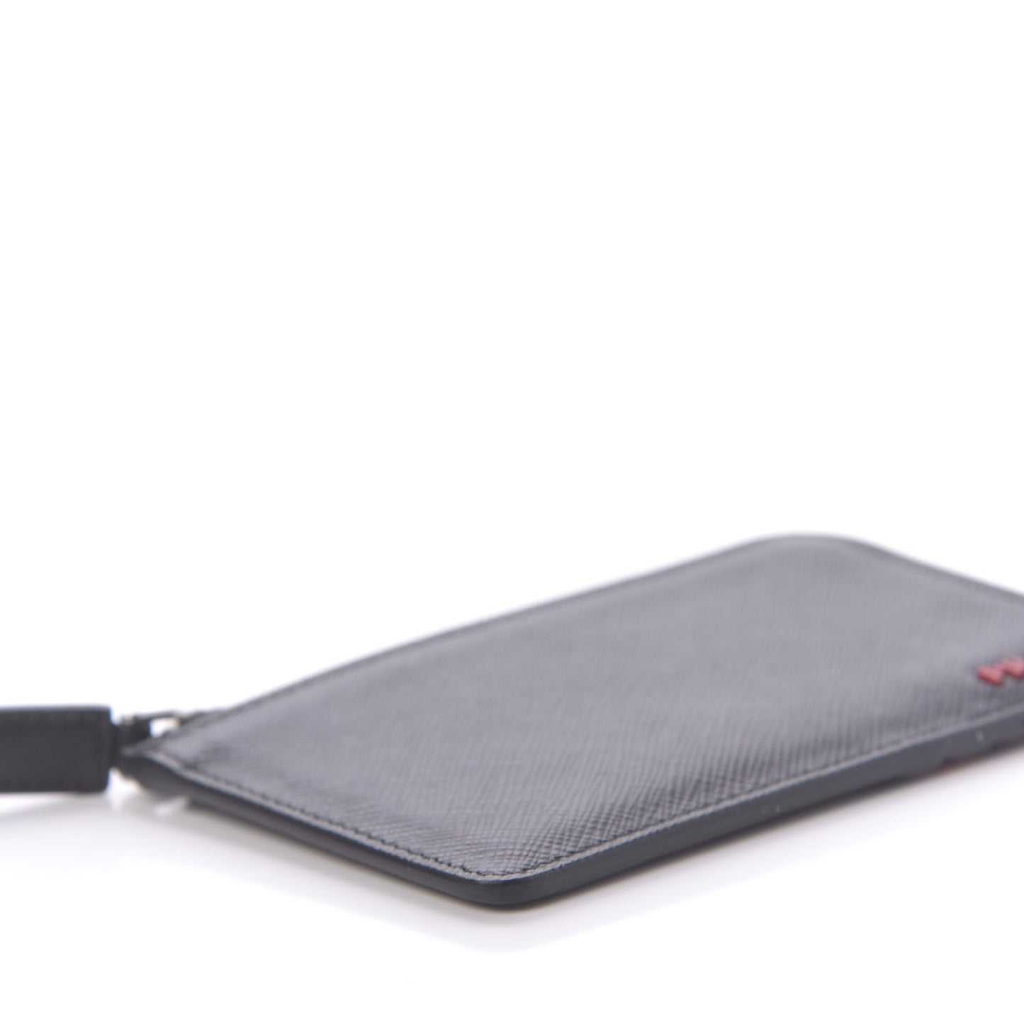 Saffiano Metal Zip Card Holder Black