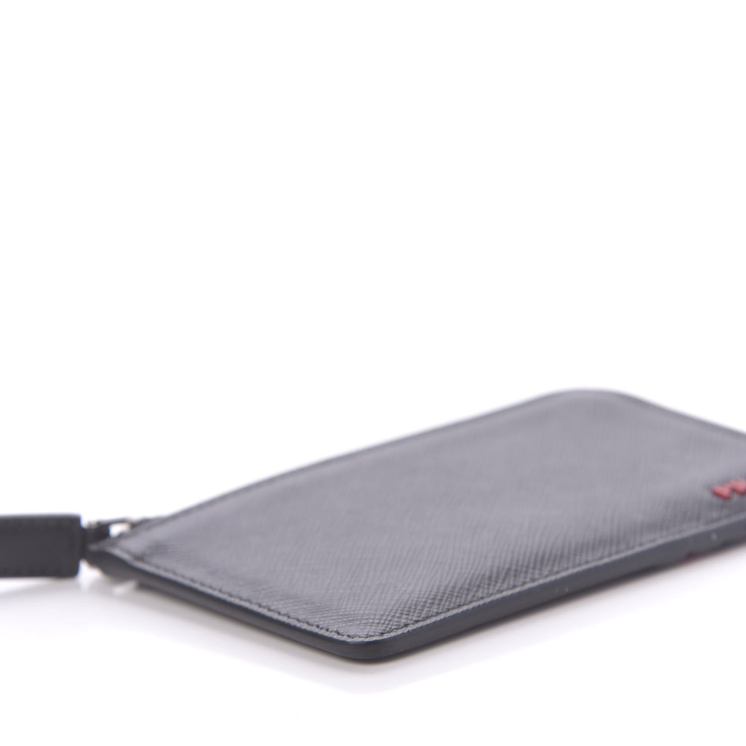 Prada Saffiano Metal Zip Card Holder Black 6 of 9