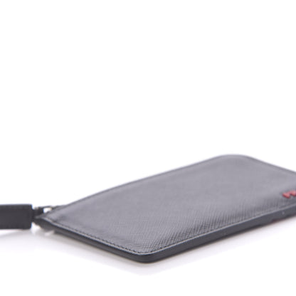 Prada Saffiano Metal Zip Card Holder Black 6 of 9