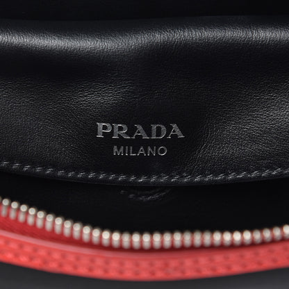 Prada Tessuto Cavallino Ostrich Leopard Print Tote Black Miele Rosso 6 of 10