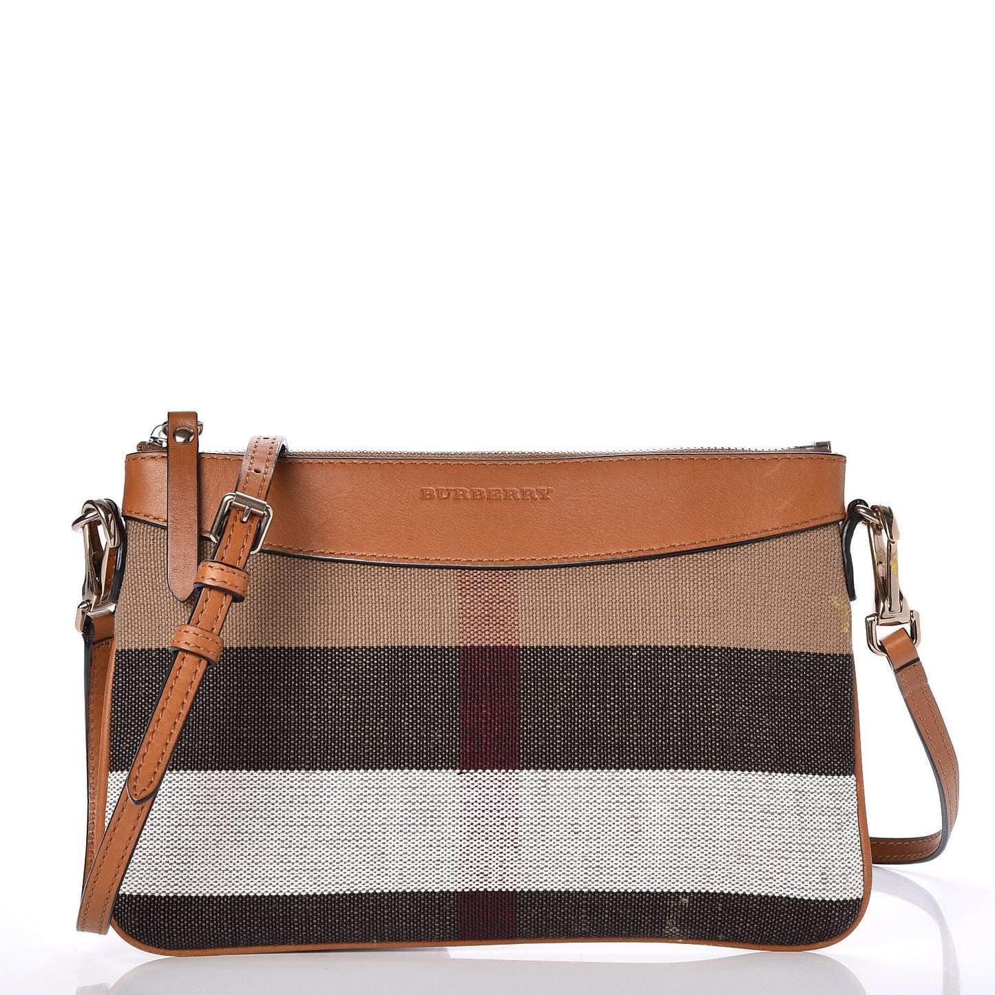 Mega Check Peyton Crossbody Clutch Bag Saddle Brown
