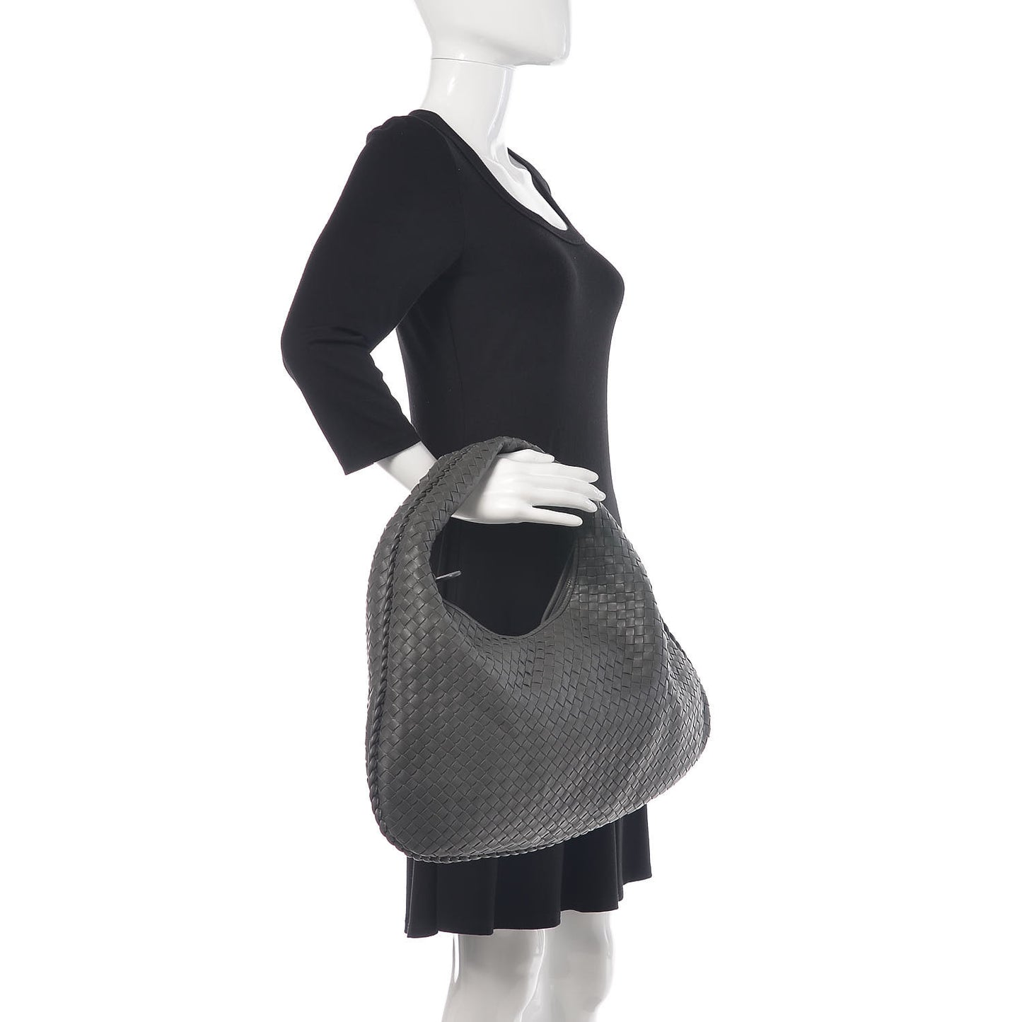 Nappa Intrecciato Medium Veneta Hobo Grey