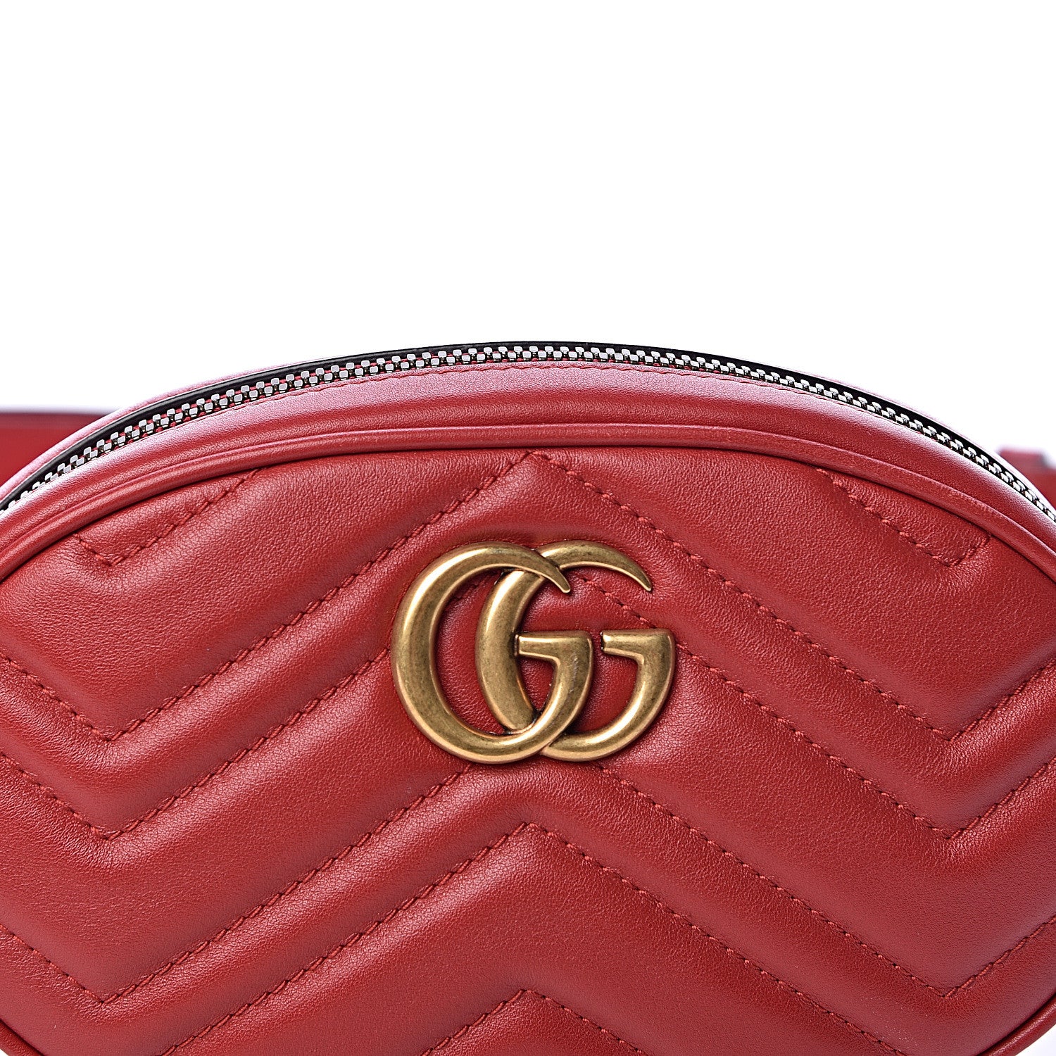 Gucci Calfskin Matelasse GG Marmont Belt Bag 95 38 Hibiscus Red 11 of 11