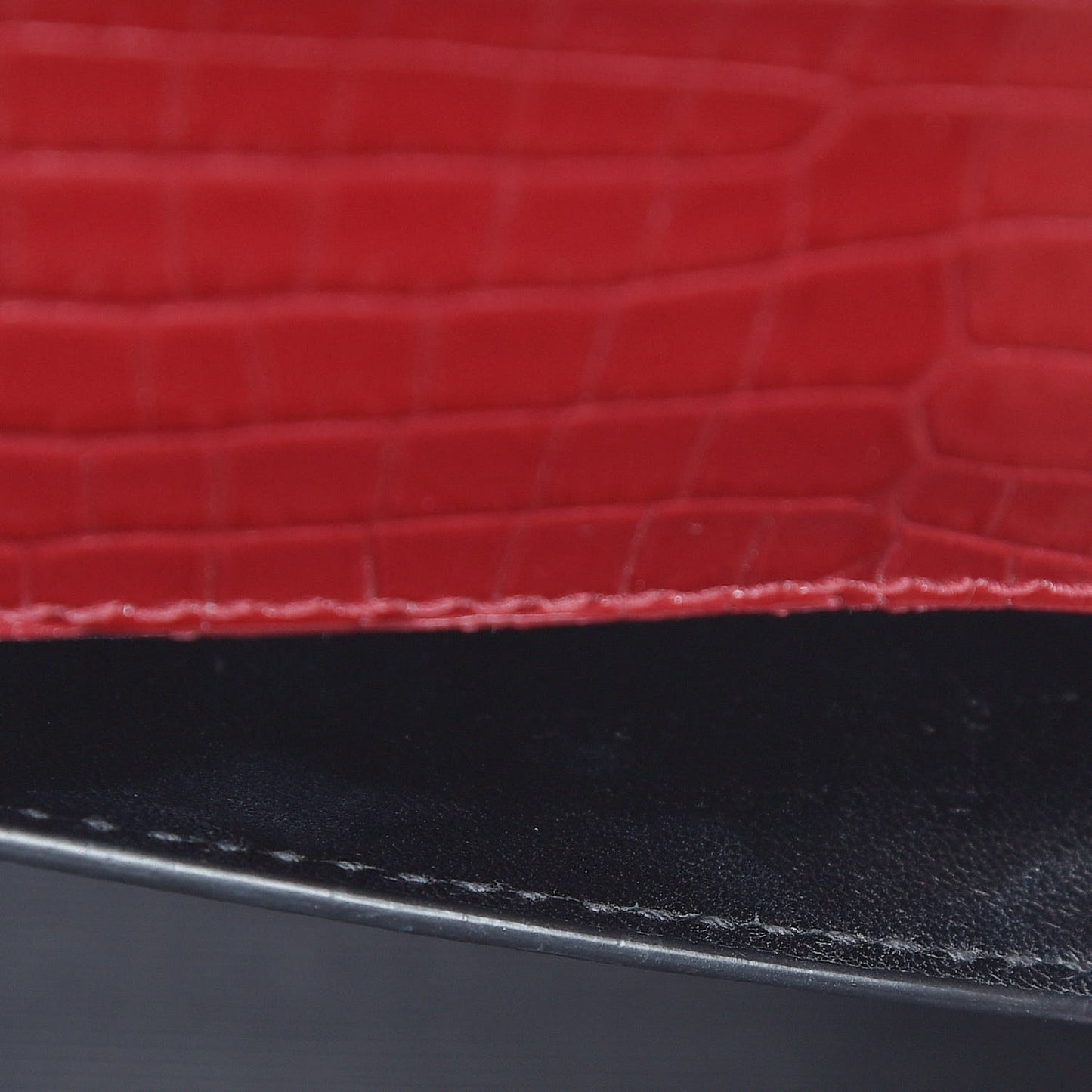 Calfskin Crocodile Embossed Medium Classic Monogram Kate Tassel Satchel Dark Red