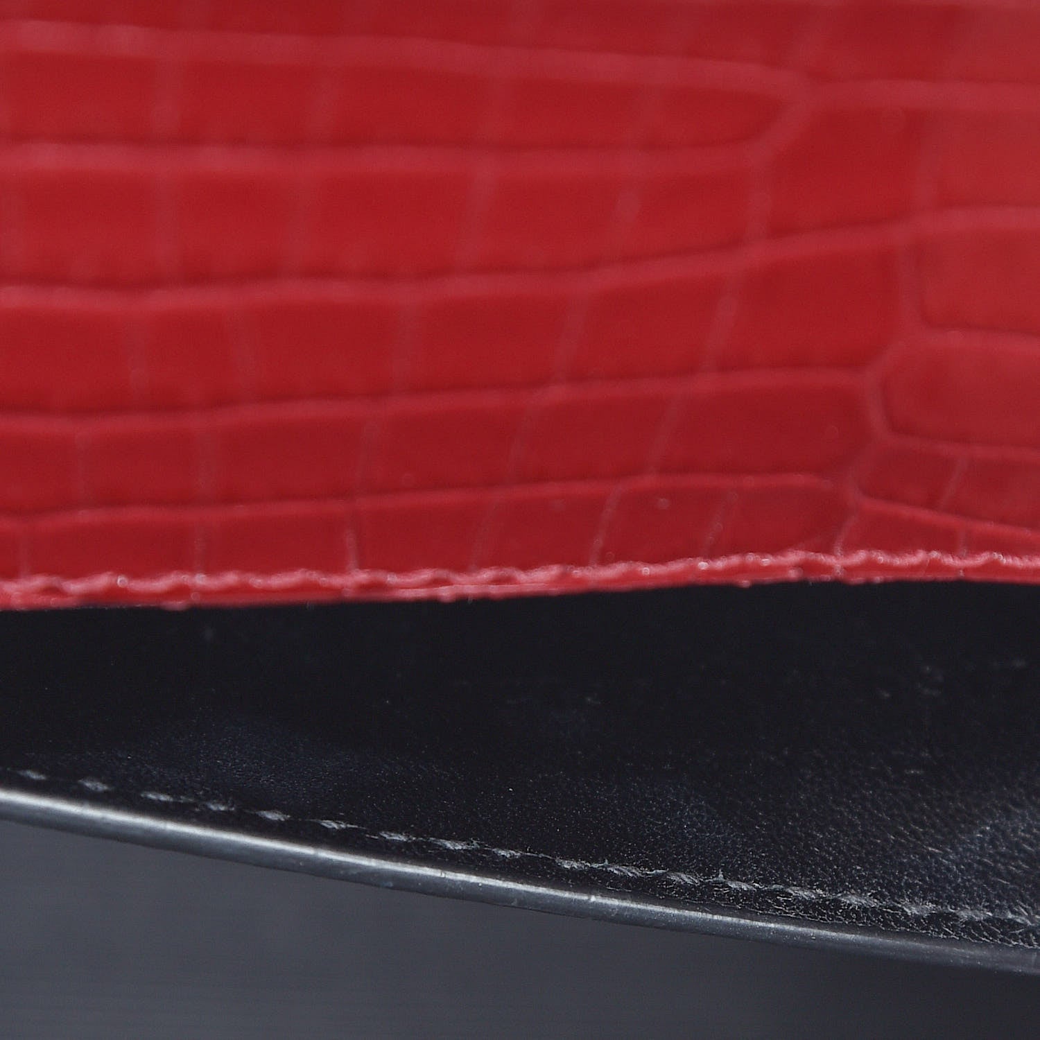 Saint Laurent Calfskin Crocodile Embossed Medium Classic Monogram Kate Tassel Satchel Dark Red 7 of 9