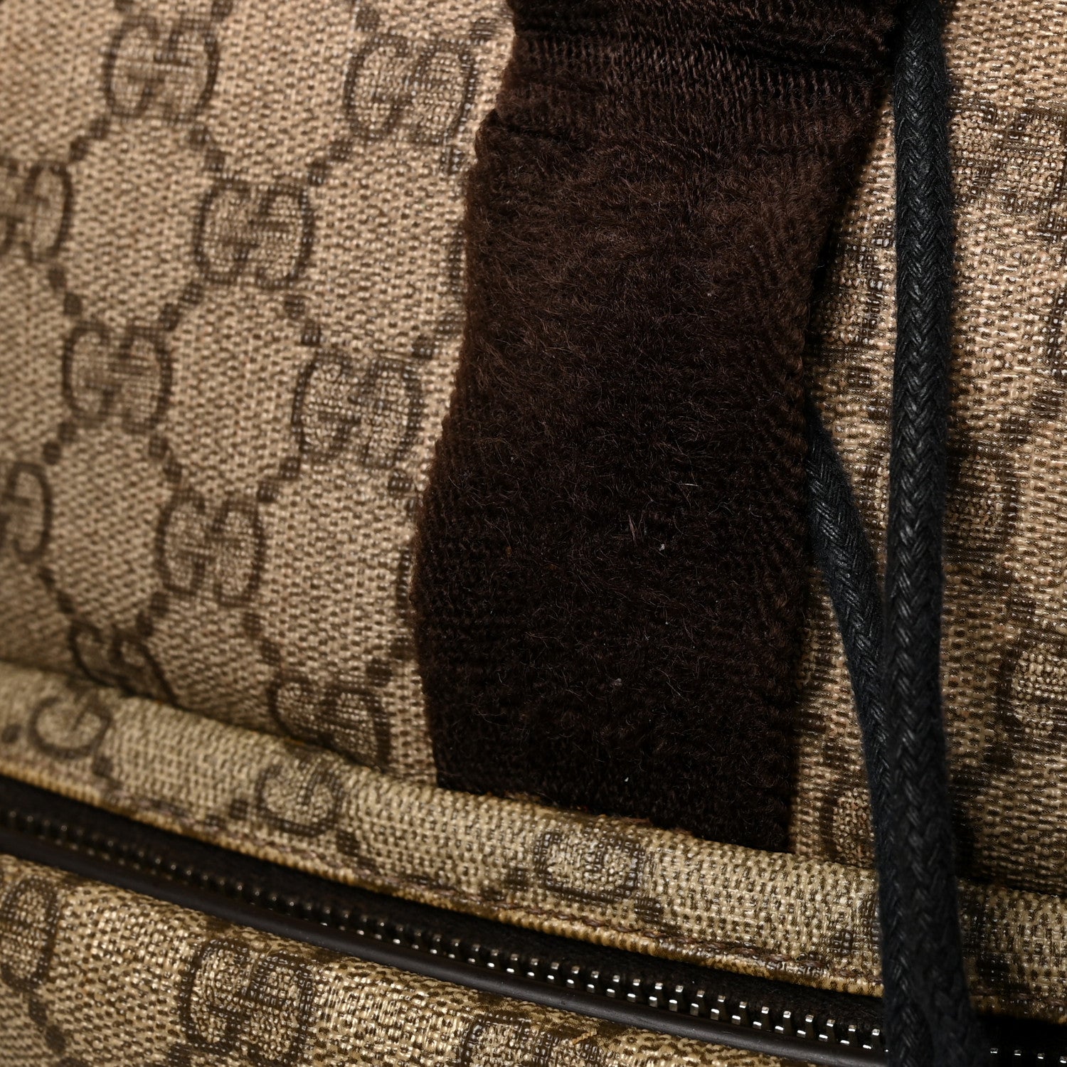 Gucci GG Supreme Monogram Medium Single Buckle Rucksack Backpack Beige Ebony Brown 14 of 16