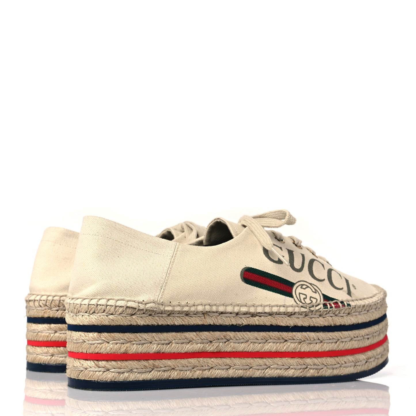 Canvas Logo Lace-Up Platform Espadrilles 41 Greggio Grege