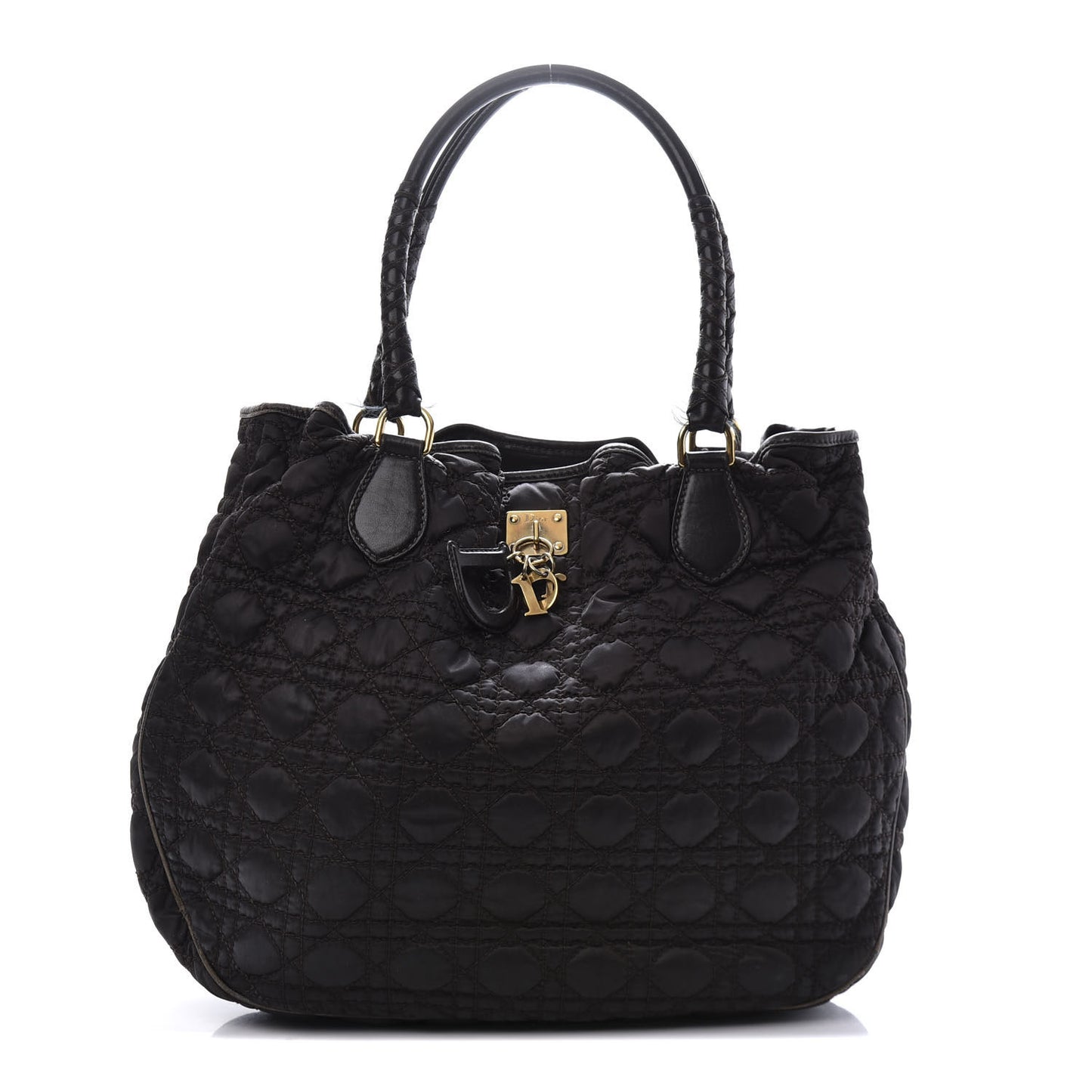 Nylon Cannage Shopper Tote Black