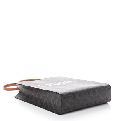 Celine Triomphe Canvas Calfskin Small Vertical Cabas Tan 3 of 8