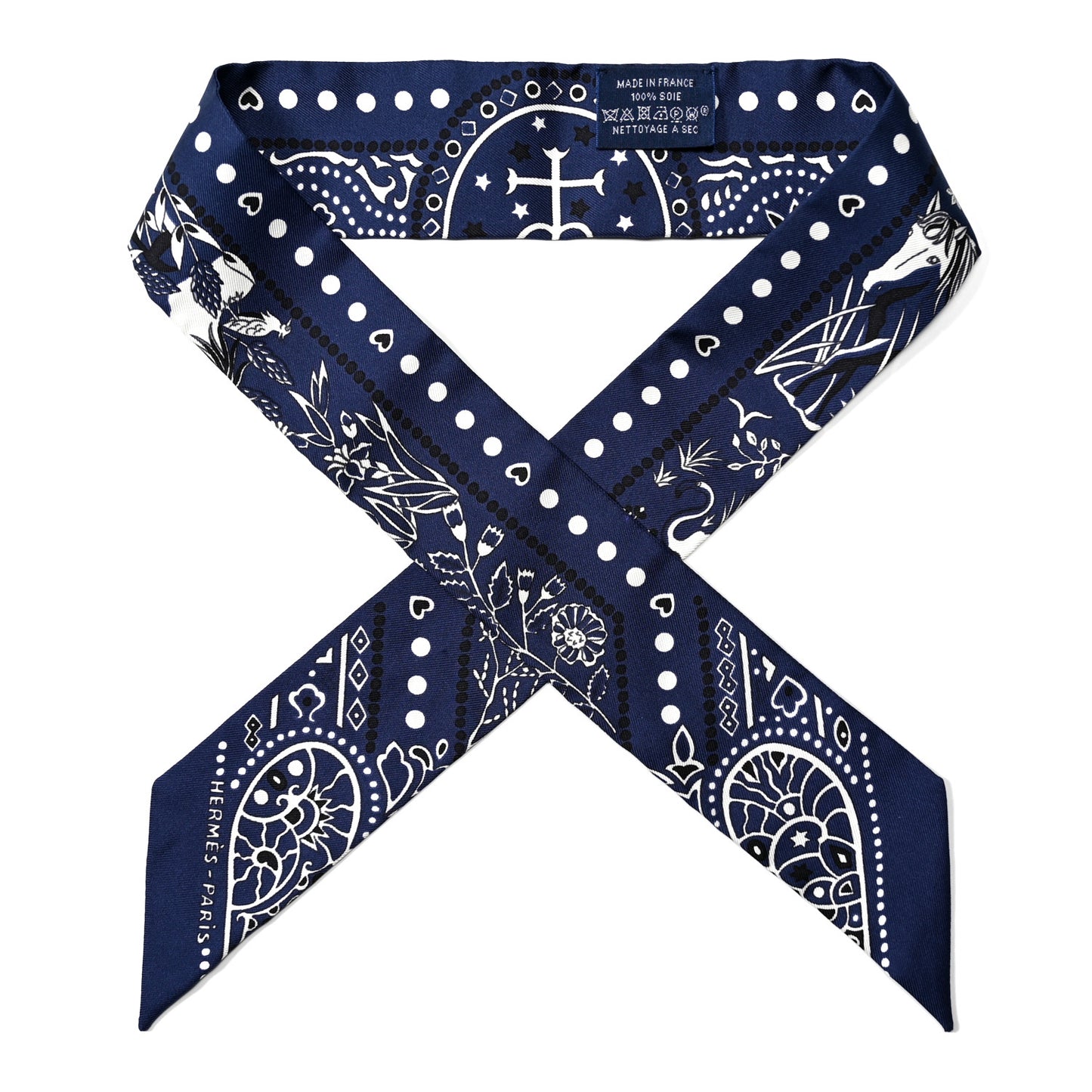 Silk Peuple Du Vent Bandana Twilly Marine White Black