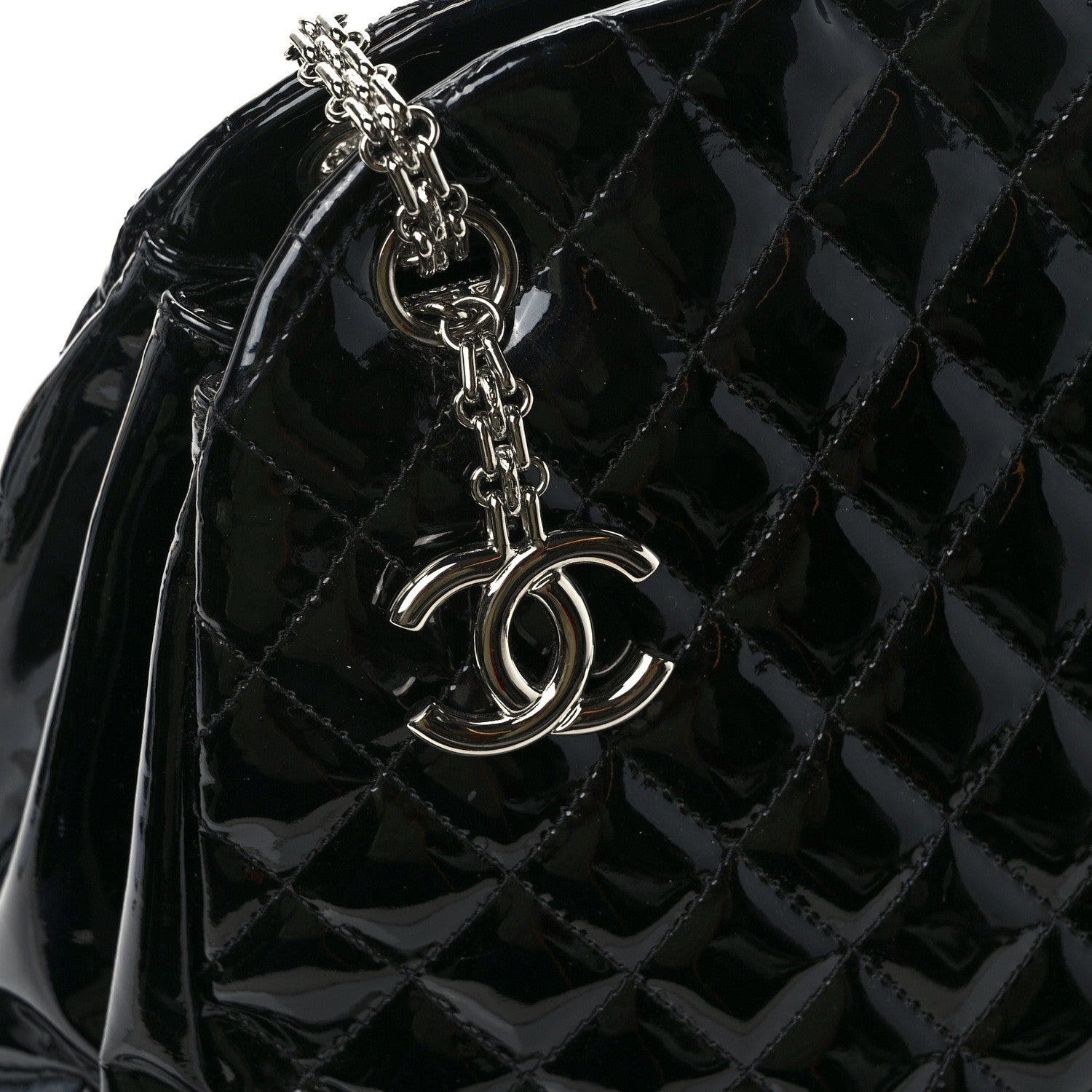 Chanel Patent Quilted Large Just Mademoiselle Bowling Bag Black 12 of 12