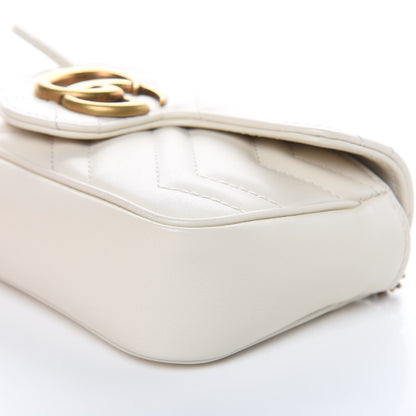Gucci Calfskin Matelasse Super Mini GG Marmont Shoulder Bag White 9 of 10