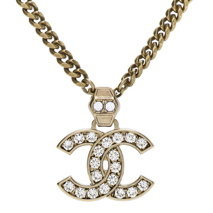 Chanel Crystal CC Pendant Necklace Gold 3 of 6
