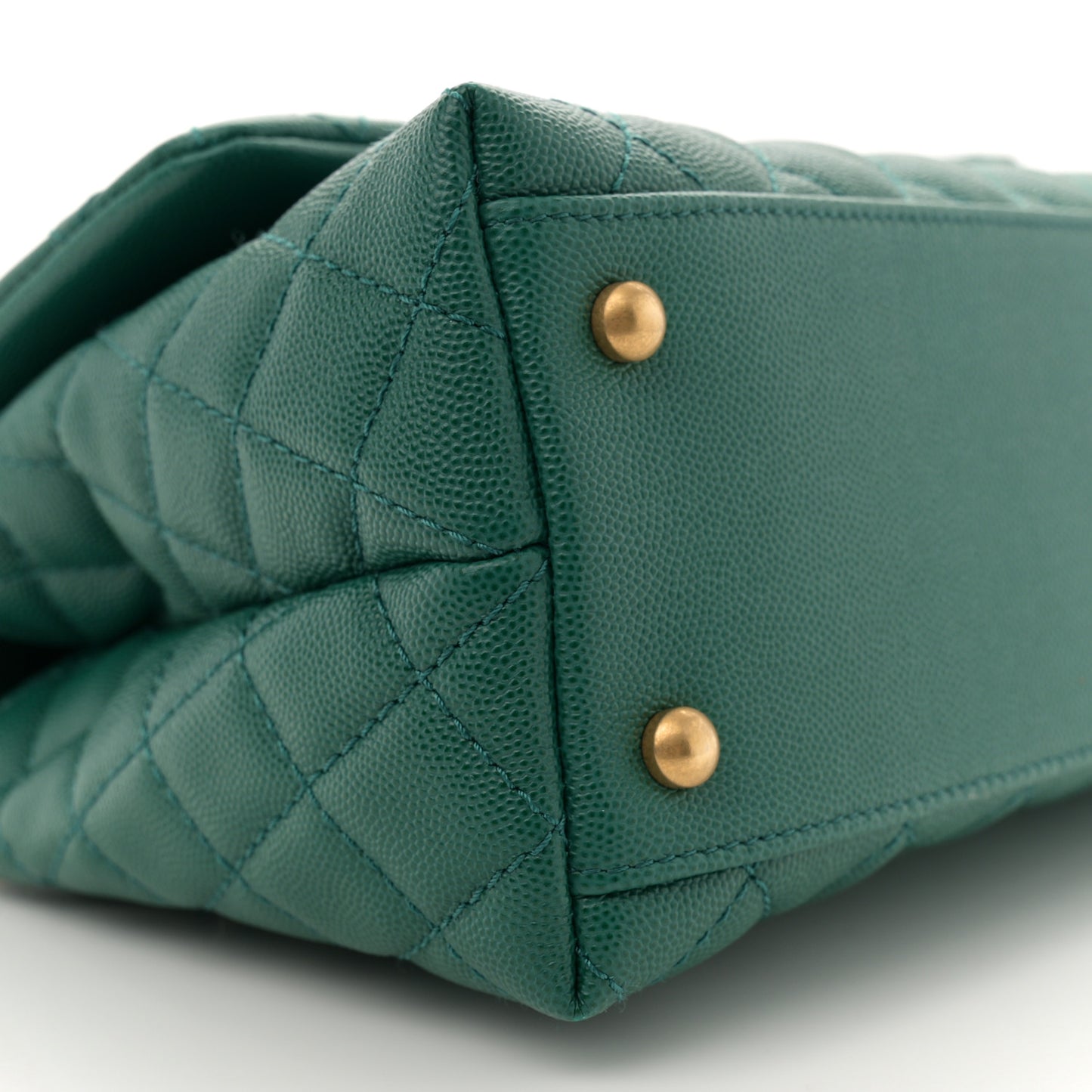 Caviar Quilted Small Coco Handle Flap Green