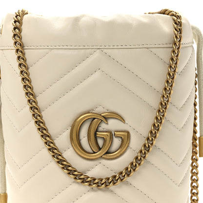 Gucci Calfskin Matelasse Mini GG Marmont 2.0 Bucket Bag White 7 of 10
