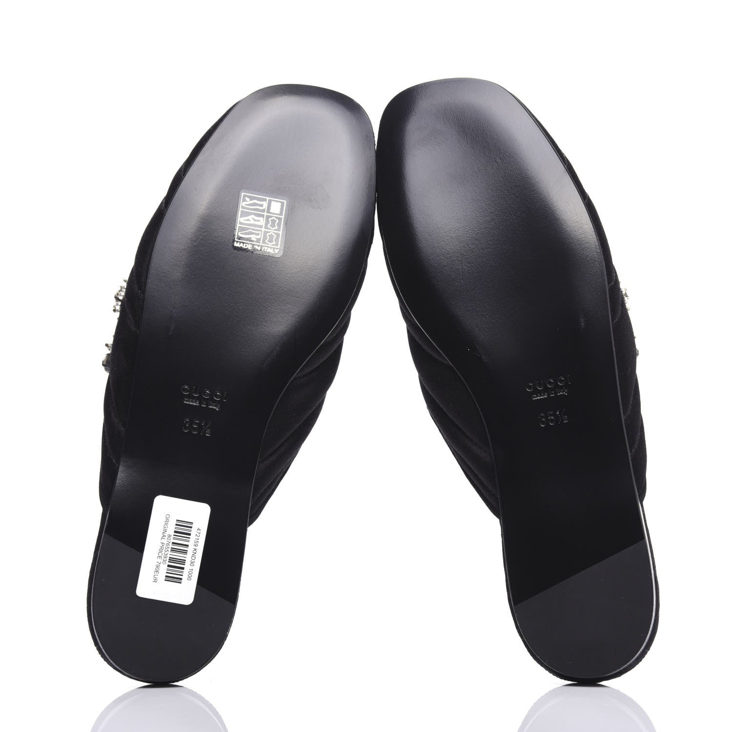 Gucci Satin Embroidered Heart and Dagger Slippers 35.5 Black 6 of 10