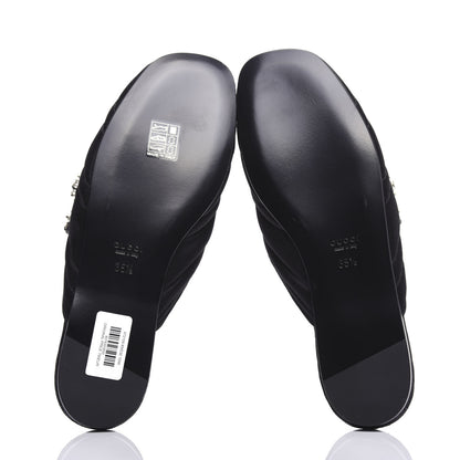 Gucci Satin Embroidered Heart and Dagger Slippers 35.5 Black 6 of 10